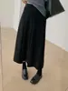 Falda de punto de lana gris de alta gama para mujer, falda midi de línea A para otoño e invierno, falda plisada de cintura alta