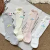 Calcetines para Niñas, Calcetines de Malla Finos de Verano, Calcetines Dulces de Media Pantorrilla para Niños con Lazo, Calcetines para Bebés