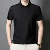 Camisa Polo de Seda de Hielo Sin Costuras de Alta Gama Talla Grande para Hombre Multicolor Tendencia Verano 2025 Marca Polo con Cuello Camisero Manga Corta de Negocios para Hombre