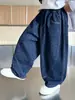 2158 Jeans de Leopardo Otoñales para Niños 2026 Nuevo Estilo Pantalones Curvos Estilo Coreano para Niños Pantalones Casuales de Pierna Recta Primavera y Otoño