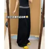 Pantalones Deportivos Casuales Estilo Americano para Mujer, Modelo Nuevo Primavera y Otoño 2025, Cintura Alta, Caída Suelta, Cintura de Color Bloqueado, Corte Ajustado, Pantalones de Pierna Ancha