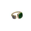 Anillo de Diseño Esmeralda para Mujer, Moda de Alta Gama, Estilo Minimalista Único, Anillo de Dedo Índice Abierto de Nicho, Anillo Estilo Ins