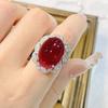 Transmissão ao vivo novo pombo artificial brilhante sangue vermelho gem terno exagerado pombo ovo zircão pingente colorido tesouro brincos anel feminino