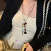 Collar de Cadena con Borla de Perlas, Diseño Único de Caracol Gateando, para Mujer, Cadena de Suéter Doble Capa Vintage con Bloques de Color, Cadena para Sudadera