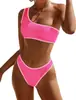 Bikini Sexy de Corte Dividido 2025 Tie-Dye Color Puro para la Costa Nuevo Bikini de Baño Europeo y Americano Estación Independiente Amazon