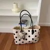 Bolsa Tote Nova Moda Primavera/Verão 2026 com Design de Bolinhas, Bolsa Casual de Grande Capacidade para o Dia a Dia, Bolsa de Ombro Único