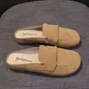 Meias-calçados Fechados de Couro Macio, Sola Macia, Tendência Retrô Estilo Birkenstock para Mulheres, Novos Sapatos Planos Preguiçosos para Calçar e Tirar, para Uso Externo na Primavera/Verão