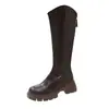 Botas Longas Femininas Plus Size com Solado Grosso Alargado Botas Marrons 2026 Outono/Inverno Novas Botas Curtas com Corte em V Botas de Cavaleiro Botas Longas de Influenciador da Internet