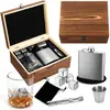 Set Exclusivo de Whiskey Transfronterizo, Petaca de Acero Inoxidable, Piedras para Enfriar Vino, Caja de Regalo de Madera, Juego de Copas Clásico