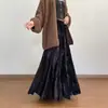 Saia Justa, Estilo Chinês Retrô, Novo Estilo Chinês Outono e Inverno Novo Tamanho Grande Veludo Cintura Alta Saia Longa para Mulheres, Versátil e Fashion