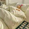 Juego de Ropa de Cama de Dibujos Animados de Primavera de Cuatro Piezas Nantong Textiles para el Hogar Sábana Funda Nórdica Juego de Tres Piezas para Dormitorio de Estudiante Funda Nórdica de Algodón Lavado 4