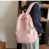 Bolsa de ombro dupla de alto valor para estudantes do sexo feminino, mochila escolar, mochila casual simples, cor creme, grande capacidade, cordão, mochila fofa, atacado