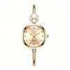 Nuevo Modelo de Comercio Exterior Reloj de Pulsera de Perlas con Esfera Pequeña para Mujer, Lujo Ligero, Alto Valor Estético, Exquisito y Compacto, Reloj de Cuarzo de Esfera Abierta