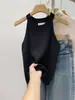 Colete de Tricô Puro Estilo Lust Off-Shoulder Gola Halter Gola Redonda para Mulheres Verão Slim Curto Manga Longa Top Interno de Seda de Gelo