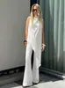 2026 Verano Nuevo Estilo Europeo y Americano Comercio Exterior Conjunto de Ropa para Mujer Chaleco sin Mangas Irregular Pantalones de Pierna Ancha Conjunto de Dos Piezas