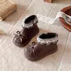 Botines Cortos Dulces de Encaje para Niñas Estilo Otoño/Invierno Moño Suela Suave Antideslizantes Botas de Piel Niños Dr. Martens 3-6 Años