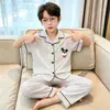 Pijama Infantil para Meninas e Meninos de Primavera e Outono, Manga Curta e Calça Longa, Roupa de Casa com Desenhos Animados para Crianças Maiores