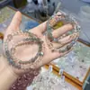 Pulsera de Cristal Blanco Natural, Joyería de Doble Círculo de Cristal Amarillo Torre, Pulsera Apilable de Piedra Lunar Estilo Chino Nuevo, Accesorios Versátiles al por Mayor