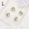 Pulsera con Cuentas Estilo Ojo Azul Cielo Quemado Yin Yang, Color Esmalte Método Antiguo, Gota de Aceite, Cuentas para Girar la Suerte, Espaciadores con Pedrería, Accesorios para Pulseras DIY