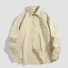 Camisa Cargo Masculina Manga Longa Primavera e Outono Adolescentes Nova Algodão Puro Casual Versátil Cor Sólida Camisa Jaqueta Masculina
