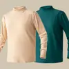 280g Terciopelo AlemánOtoño/Invierno Doble Cara Cepillado Terciopelo Cuello Alto Manga Larga para Hombre Caliente Capa Base Ropa de Otoño Camiseta Interior