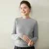 26 Suéter de Cachemira para Mujer Otoño/Invierno, Cuello Redondo, Hombro Raglán, Suéter Grueso de Color Sólido, Corte Holgado, Camiseta Básica de Punto Adelgazante