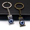 Aleación Ojos Azules Turquía Búho 14mm Llavero Llavero Colgante para Bolso Colgante para Llave de Coche