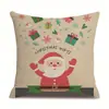 Fronha de Linho Impressa com Padrão de Natal Lado Único Fronha para Almofada de Sala de Estar Fronha para Almofada de Cama Fronha para Almofada de Quarto