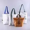 Bolsa de Ombro de Papel Dupont Atacado, Couro de Vaca Lavável, Resistente a Rasgos, Bolsa Tote de Compras Durável com Impressão de Logotipo Publicitário
