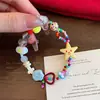Pulsera Fresca de Cuentas de Estrella Arcoíris Infantil Pulsera Dulce Multicolor Pequeña Multiusos Joyería Elástica para Mano