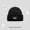 Lindo Perrito Bordado Tejido Otoño e Invierno Cálido y Engrosado Que Muestra la Cara Nuevo Otoño e Invierno Protección para las Orejas Sombrero de Lana Versátil