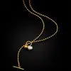 Collar de Perlas de Agua Dulce con Hebilla Retro Ot de Venta Caliente Europea y Americana para Mujer, Joyería de Acero de Titanio de Lujo Ligero de Nicho para Verano al por Mayor