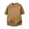 Nueva Camiseta de Punto de Manga Corta de Verano para Hombre, Rayas Ajustada, Estilo Old Money, Seda de Hielo, Venta al por Mayor de Fábrica Transfronteriza de Verano
