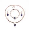 Venta Directa de Fábrica Juego de Joyería de Cristal de Vidrio Incrustado Estilo Europeo y Americano para Mujeres Banquete de Bodas Cuadrado Clásico Aleación Collar Pendientes