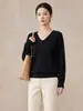 Suéter de Lana de Punto con Cuello en V Nuevo para Otoño e Invierno para Mujer, Sin Costuras, para Viajar, Tejido de Cachemir, Jersey de Manga Larga Holgado, Capa Base