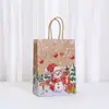 Bolsa de Regalo de Dulces para Fiesta Navideña al por Mayor Bolsa para Llevar a Casa Bolsa de Empaque Navideño Bolsa de Compras con Dibujos Impresos Kraft