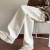 Pantalones de pana color hueso para hombre, estilo primavera y otoño, pantalones deportivos holgados, pantalones de chenilla rectos de pierna ancha