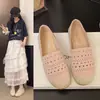 2026 Nuevo Estilo Mocasines Huecos Transpirables para Mujer, Alpargatas Planas Slip-On, Zapatos Versátiles Tejidos de Lino con Suela Suave