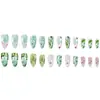 Venda Quente Transfronteiriça Unhas Vestíveis Manicure de Flores Pastorais Frescas Unhas de Dedo do Pé Azuis Borradas Pontiagudas Longas Unhas Postiças Atacado