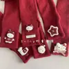 Cachecol de Lã Vermelho Infantil para Ano Novo e Natal, Aquecedor de Pescoço Cruzado à Prova de Vento Quente para Outono e Inverno, Desenho Animado Fofo para Meninos e Meninas
