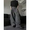 Pantalones de Vestir de Pierna Ancha con Pliegues y Cordones Estilo Retro Americano Old Money para Hombres y Mujeres, Holgados Casuales Versátiles de Caída Perezosa