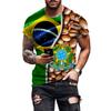 Camiseta de manga corta con cuello redondo multicolor y estampado digital 3D de bandera multinacional transfronteriza de AliExpress 2022 para hombre.