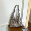 2026 Nova Bolsa Tote de Lona Estampa de Leopardo Retrô Feminina Grande Capacidade Casual para o Dia a Dia Ombro Único Sob o Braço Bolsa Feminina