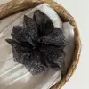 Scrunchie Cinza e Preto com Estampa de Leopardo Coreano Acessório de Cabelo Grampo Ornamento de Cabelo Rabo de Cavalo Coque Acessório de Cabelo