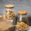 Latas selladas de vidrio transparente sin plomo para té, latas de té, latas de té perfumado de corcho, botellas trapezoidales de almacenamiento