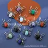 Colar Pingente de Pedra Natural Cristal Halloween Aranha Ametista Cristal Rosa Coluna Hexagonal Pontiaguda Acessórios de Yoga