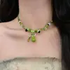 Reloj Corazón de Fresa Rojo y Azul Frutos del Bosque Collar de Mariposa para Mujer, Gargantilla, Accesorio de Nicho para Chicas de Moda, Collar de Fresa