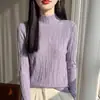 Suéter ajustado de manga larga, nuevo para otoño e invierno, de punto con cuello medio alto, base para mujer, a la moda