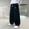 Roupas infantis, calças para meninos, novo estilo 2026, tamanho médio a grande, calças casuais de perna reta e perna larga, calças de moletom para meninos para primavera e outono
