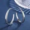 Aretes Calientes de Amazon Europeos y Americanos Microincrustados de Zirconia Aretes en Forma de C Estilo Sexy Sudamericano Aretes Grandes Joyería para Orejas de Niñas